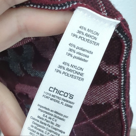 Chico's Black, White, and Red Patterned Cape - Picture 5 of 6